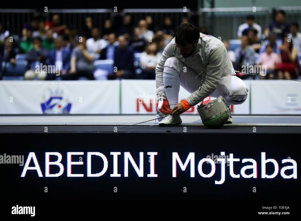 Mojtaba Abedini preparing for a match